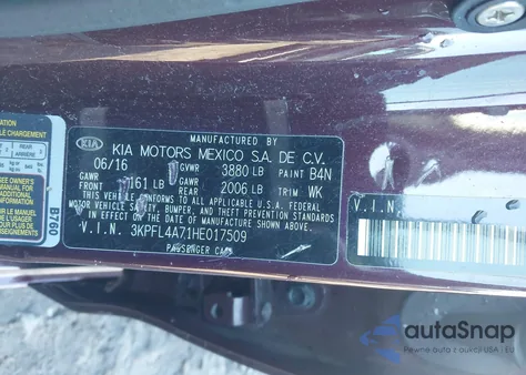 2017 Kia Forte Lx из США, поврежденный, VIN 3KPFL4A71HE017509